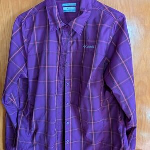 Columbia Purple and Pink Plaid Shirt